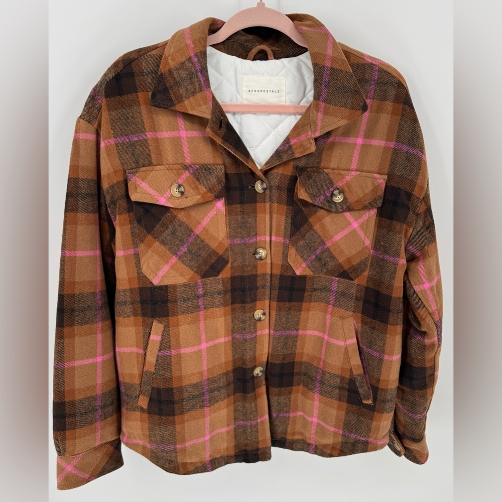 Aeropostale Women's Quilted Plaid Flannel Shacket